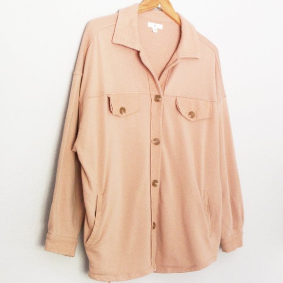 Nordstrom BP Oversize Cotton Blend SOFT Shirt Jacket Shacket M Tan Nougat Beige - Picture 16 of 16